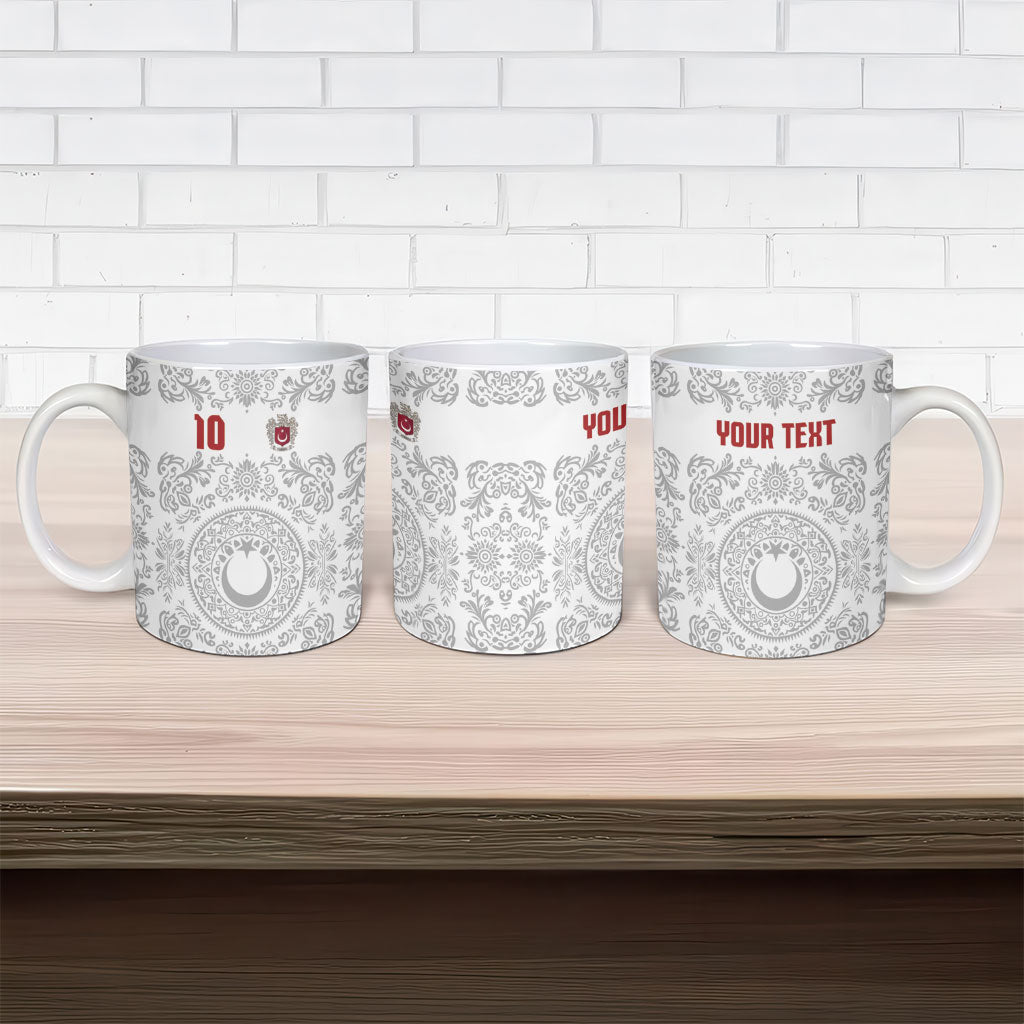 Custom World Football 2026 Turkey Ceramic Mug Crescent Stars Ottoman Baroque White Version