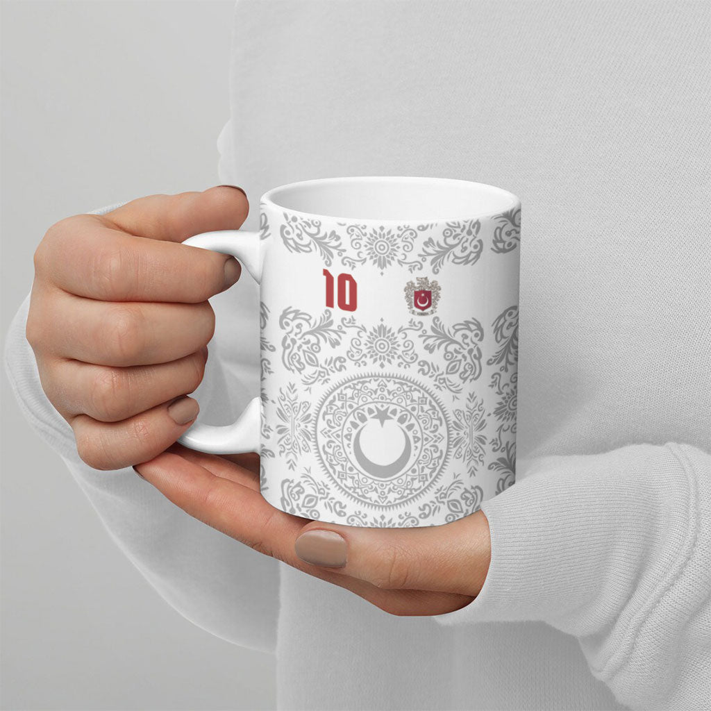 Custom World Football 2026 Turkey Ceramic Mug Crescent Stars Ottoman Baroque White Version