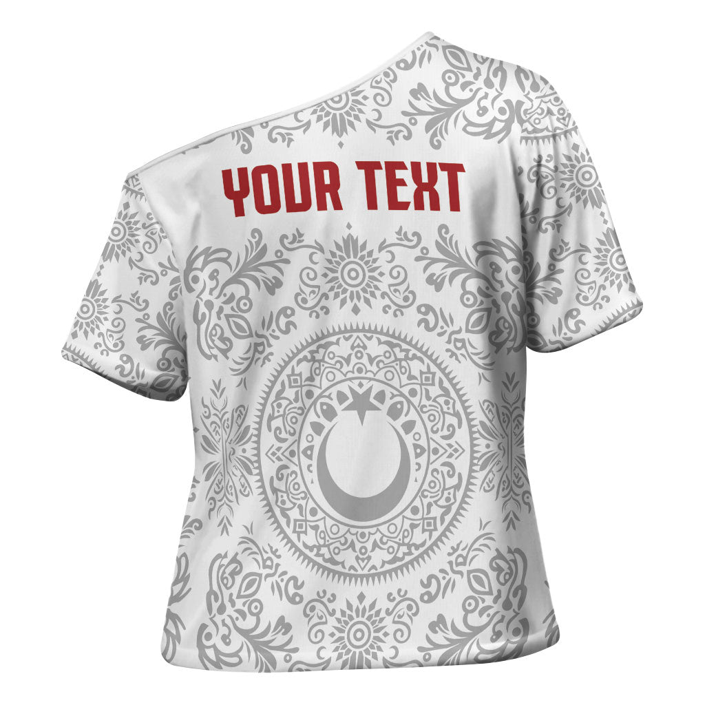 Custom World Football 2026 Turkey Cross Shoulder Shirt Crescent Stars Ottoman Baroque White Version