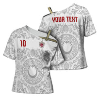 Custom World Football 2026 Turkey Cross Shoulder Shirt Crescent Stars Ottoman Baroque White Version