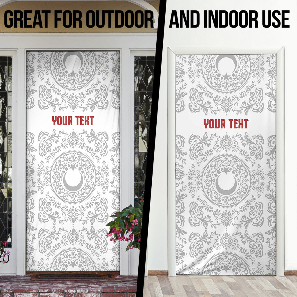 Custom World Football 2026 Turkey Door Cover Crescent Stars Ottoman Baroque White Version