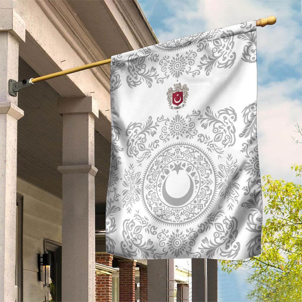 World Football 2026 Turkey Garden Flag Crescent Stars Ottoman Baroque White Version