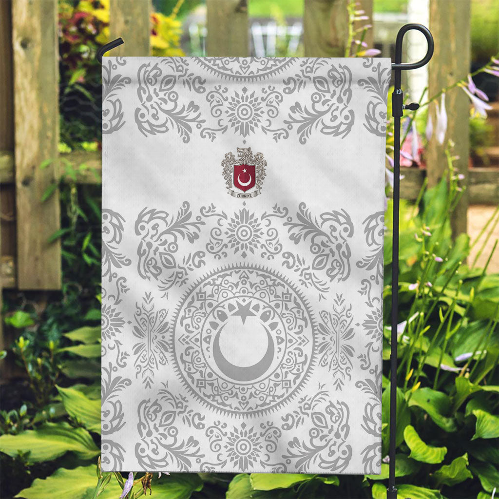 World Football 2026 Turkey Garden Flag Crescent Stars Ottoman Baroque White Version