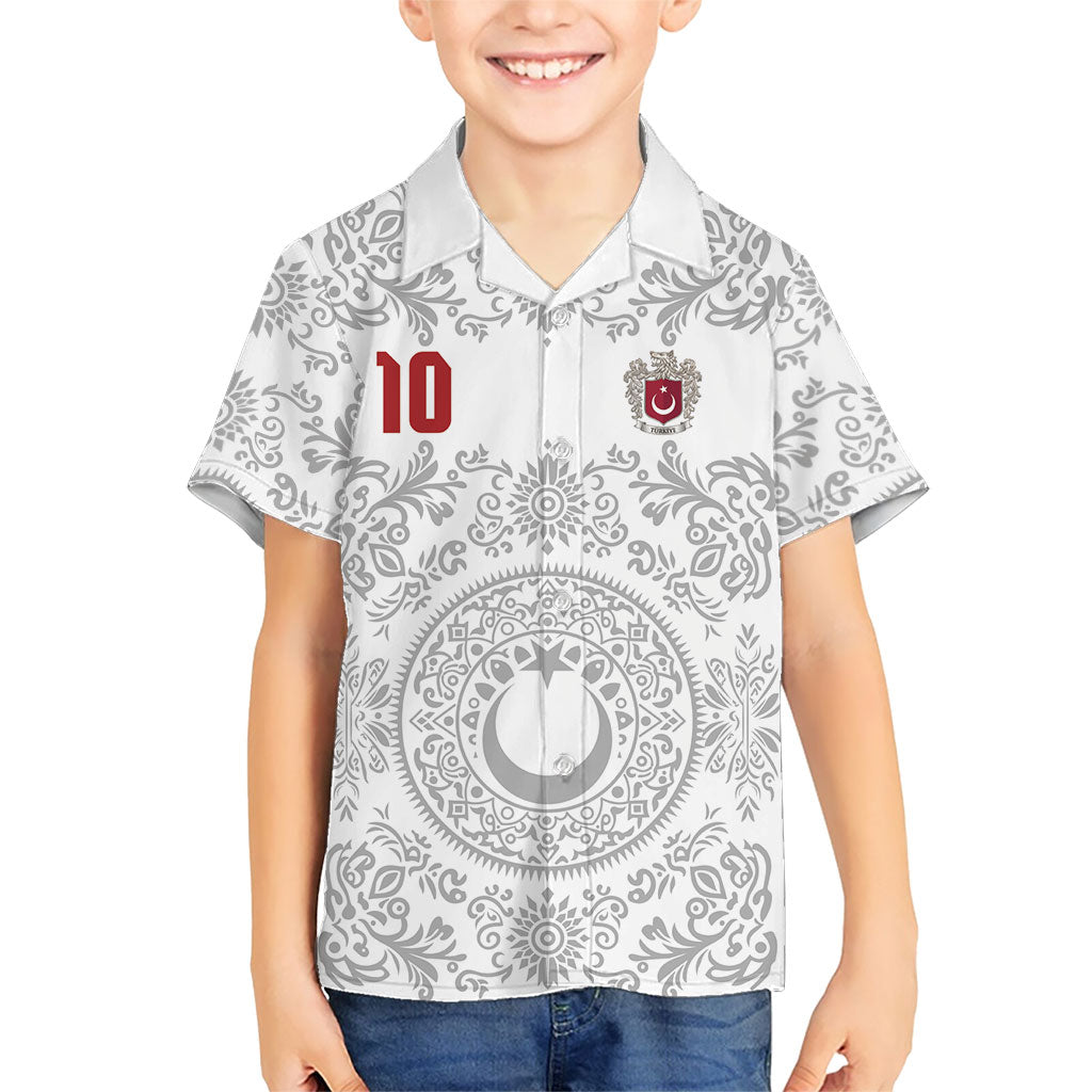 Custom World Football 2026 Turkey Hawaiian Shirt Crescent Stars Ottoman Baroque White Version