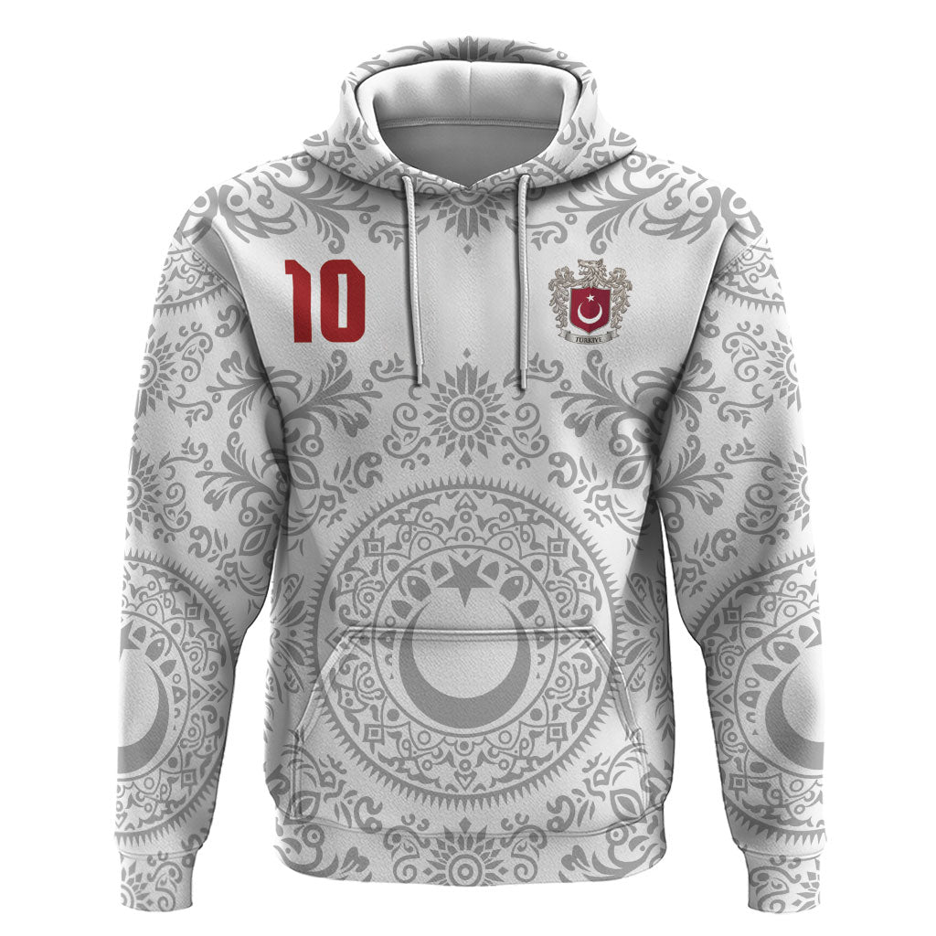 Custom World Football 2026 Turkey Hoodie Crescent Stars Ottoman Baroque White Version