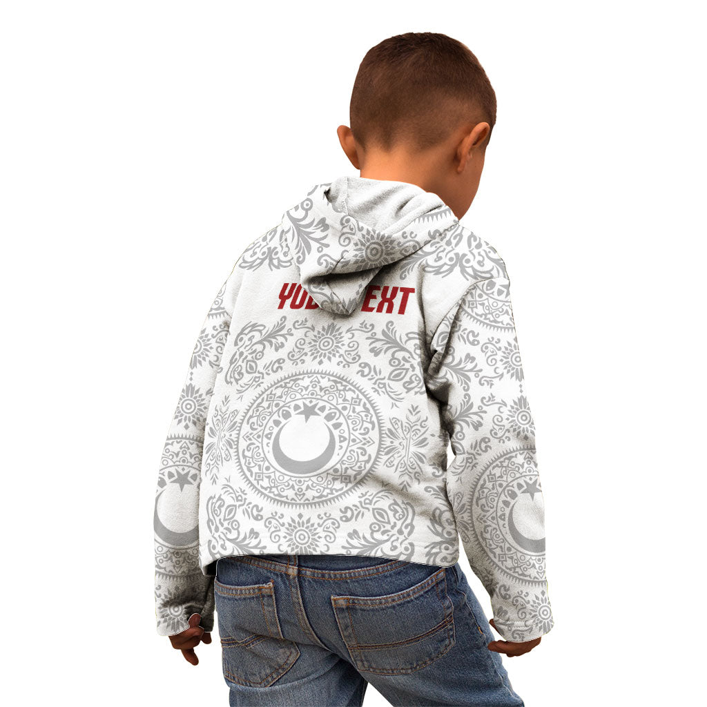 Custom World Football 2026 Turkey Kid Hoodie Crescent Stars Ottoman Baroque White Version