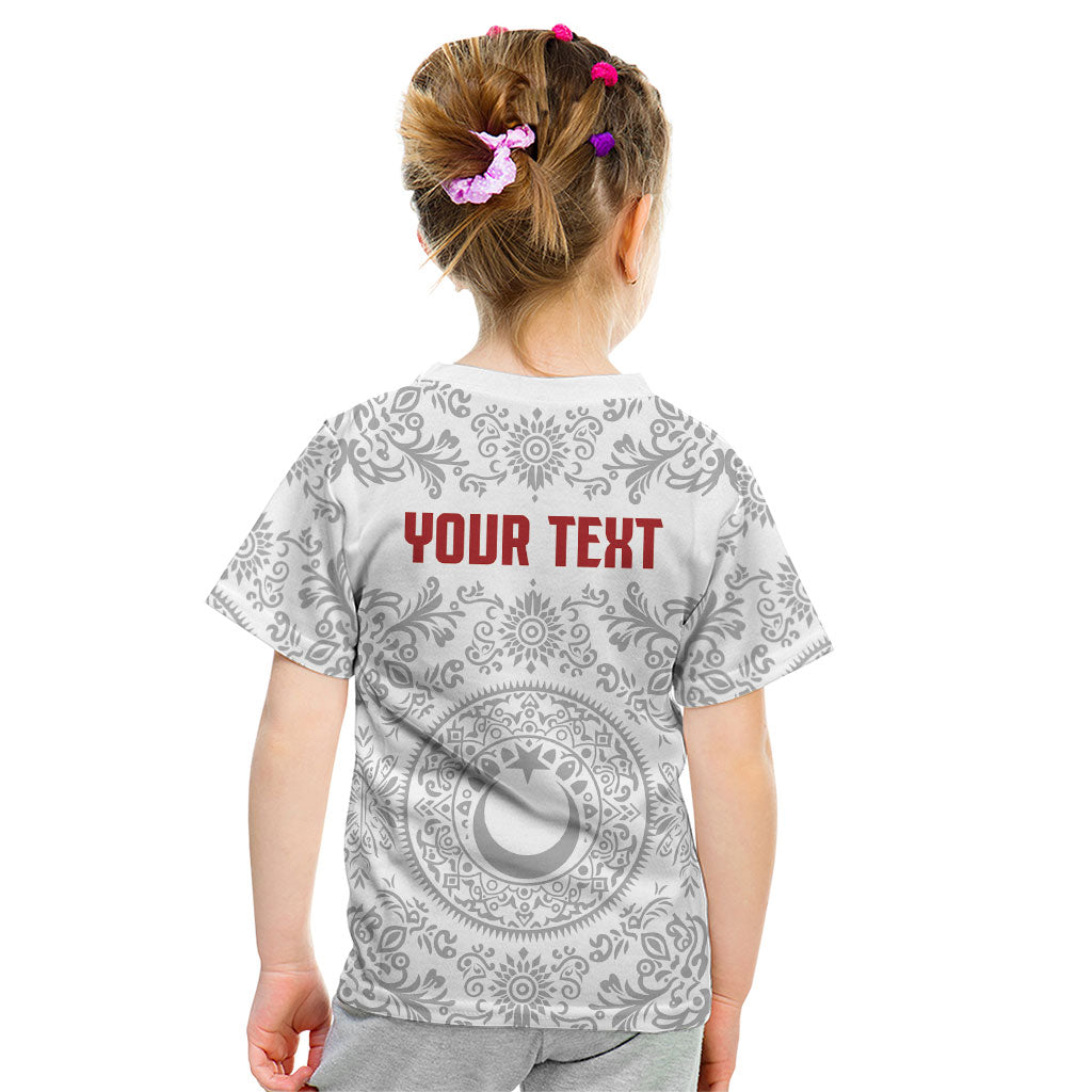 Custom World Football 2026 Turkey Kid T Shirt Crescent Stars Ottoman Baroque White Version
