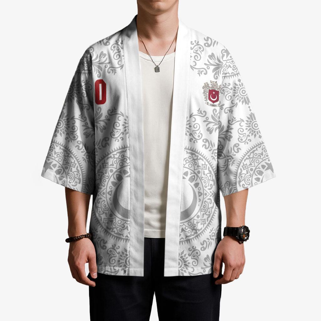 Custom World Football 2026 Turkey Kimono Crescent Stars Ottoman Baroque White Version