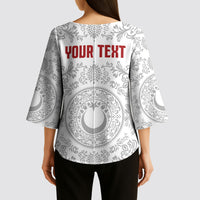 Custom World Football 2026 Turkey Kimono Sleeve Blouse Crescent Stars Ottoman Baroque White Version