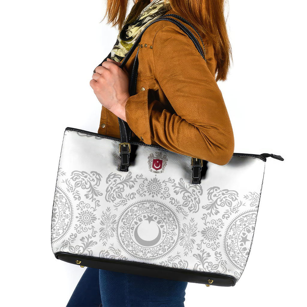 World Football 2026 Turkey Leather Tote Bag Crescent Stars Ottoman Baroque White Version