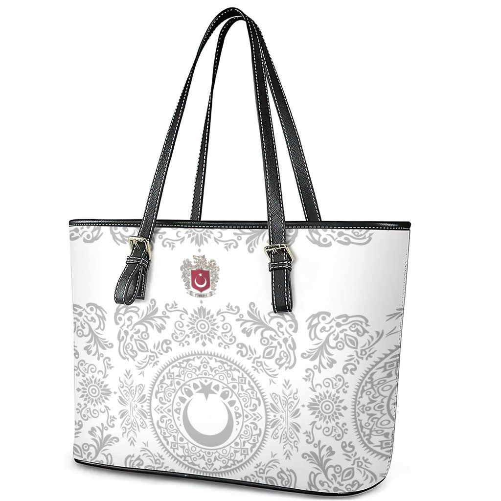 World Football 2026 Turkey Leather Tote Bag Crescent Stars Ottoman Baroque White Version