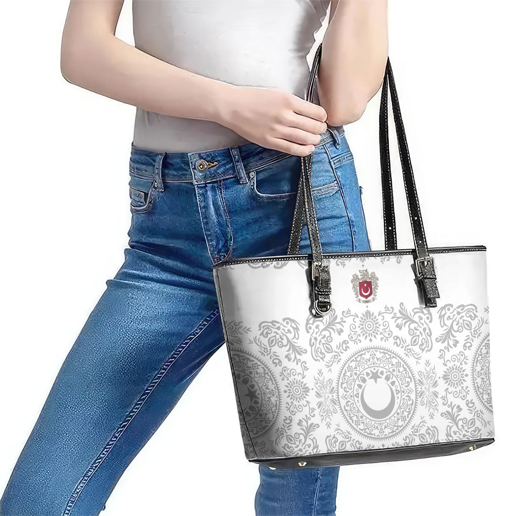 World Football 2026 Turkey Leather Tote Bag Crescent Stars Ottoman Baroque White Version