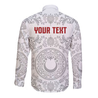 Custom World Football 2026 Turkey Long Sleeve Button Shirt Crescent Stars Ottoman Baroque White Version