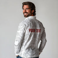 Custom World Football 2026 Turkey Long Sleeve Polo Shirt Crescent Stars Ottoman Baroque White Version