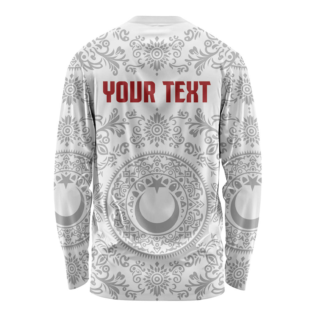 Custom World Football 2026 Turkey Long Sleeve Shirt Crescent Stars Ottoman Baroque White Version