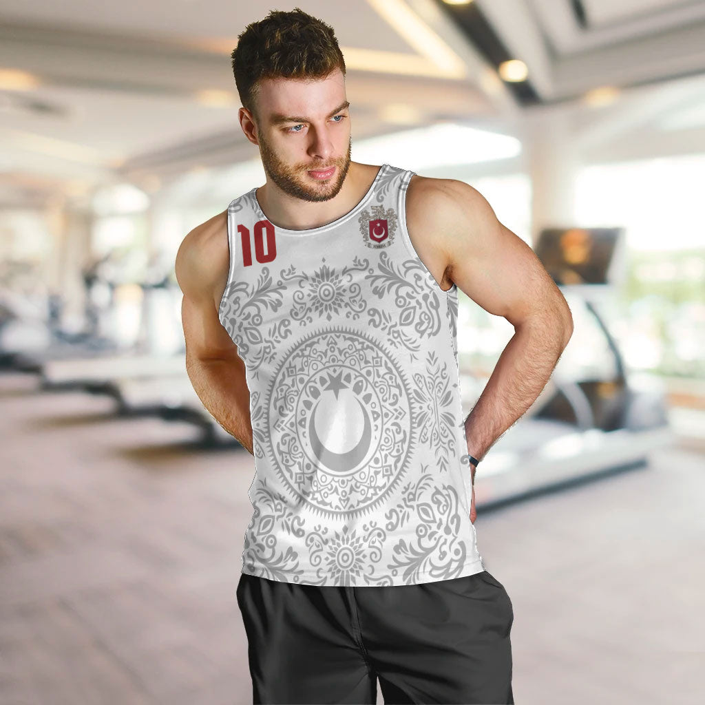 Custom World Football 2026 Turkey Men Tank Top Crescent Stars Ottoman Baroque White Version