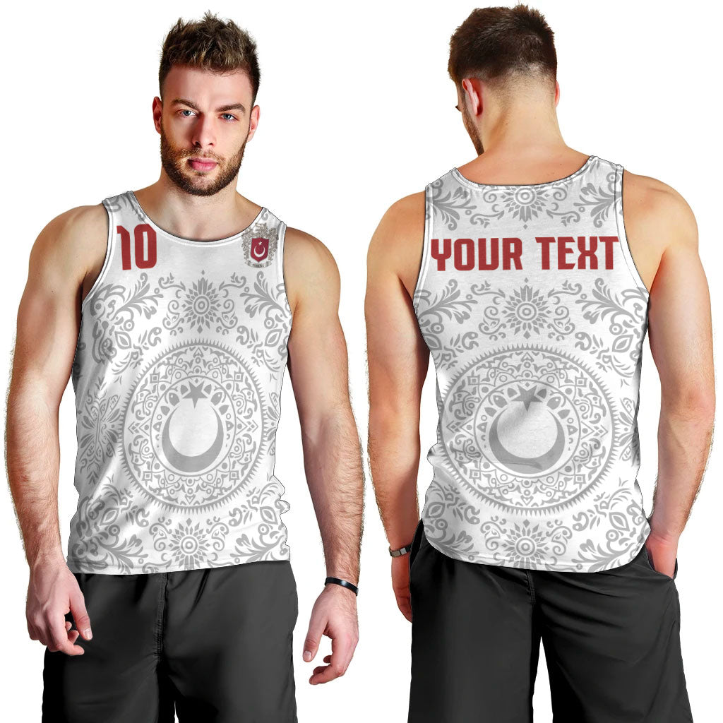 Custom World Football 2026 Turkey Men Tank Top Crescent Stars Ottoman Baroque White Version