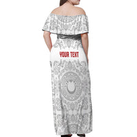 Custom World Football 2026 Turkey Off Shoulder Maxi Dress Crescent Stars Ottoman Baroque White Version