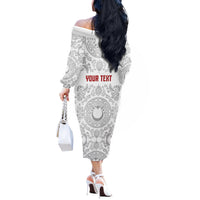 Custom World Football 2026 Turkey Off The Shoulder Long Sleeve Dress Crescent Stars Ottoman Baroque White Version