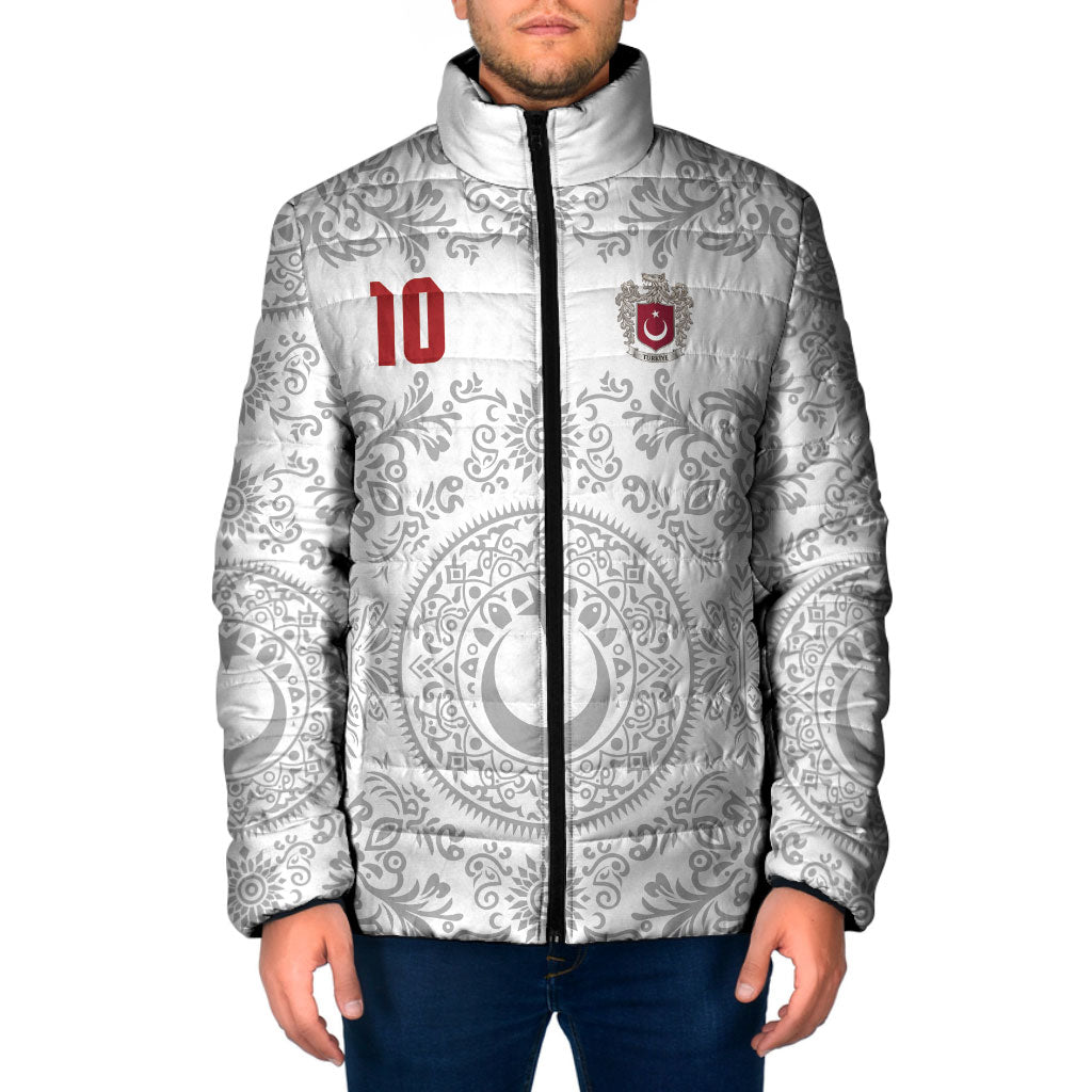 Custom World Football 2026 Turkey Padded Jacket Crescent Stars Ottoman Baroque White Version