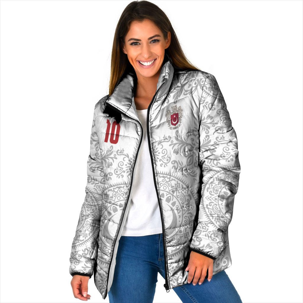 Custom World Football 2026 Turkey Padded Jacket Crescent Stars Ottoman Baroque White Version