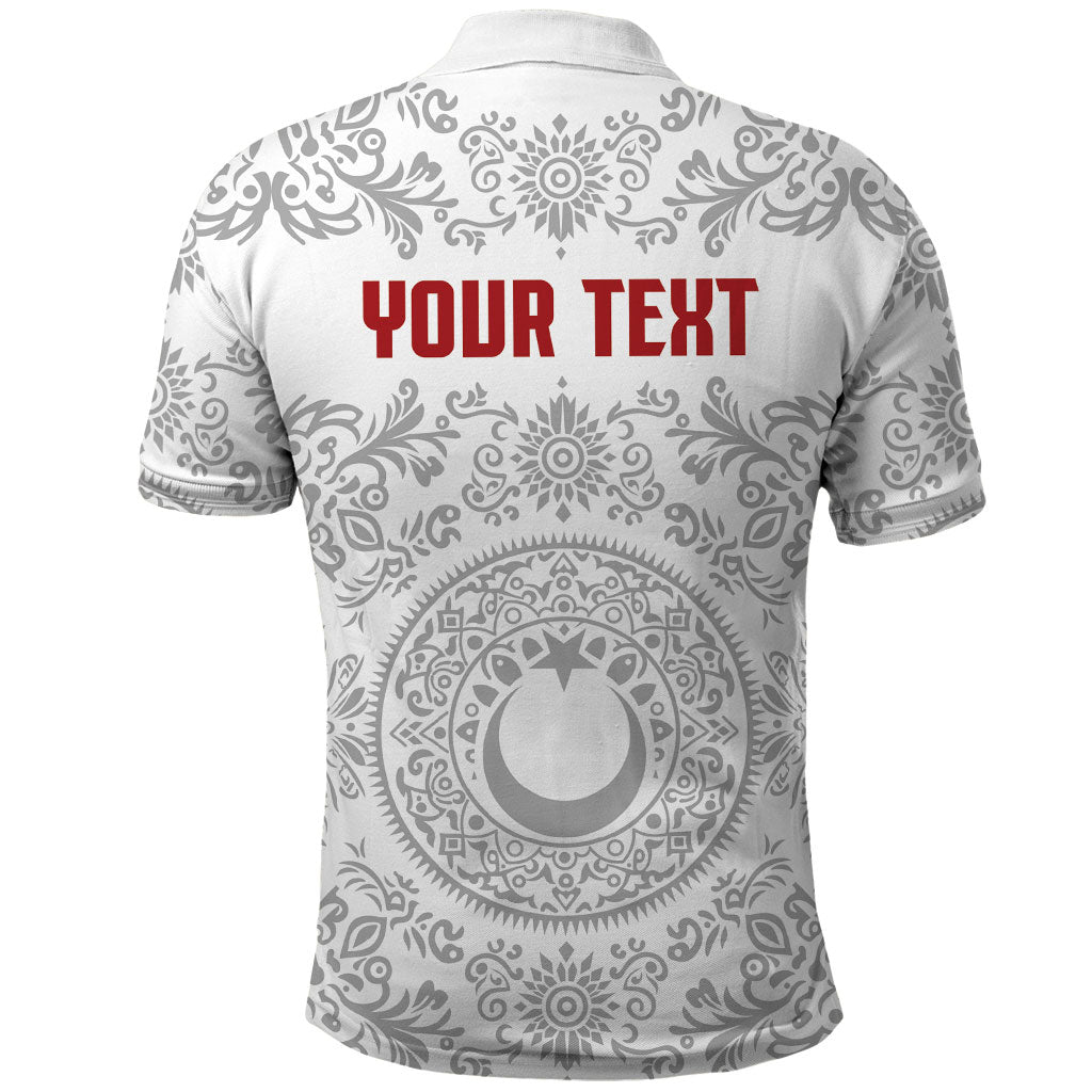 Custom World Football 2026 Turkey Polo Shirt Crescent Stars Ottoman Baroque White Version