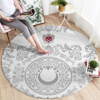 World Football 2026 Turkey Round Carpet Crescent Stars Ottoman Baroque White Version