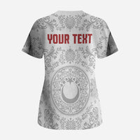 Custom World Football 2026 Turkey Scrub Top Crescent Stars Ottoman Baroque White Version