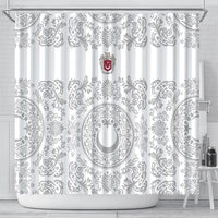 World Football 2026 Turkey Shower Curtain Crescent Stars Ottoman Baroque White Version