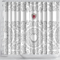 World Football 2026 Turkey Shower Curtain Crescent Stars Ottoman Baroque White Version