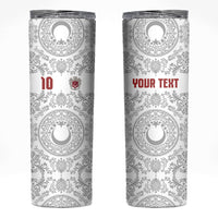 Custom World Football 2026 Turkey Skinny Tumbler Crescent Stars Ottoman Baroque White Version