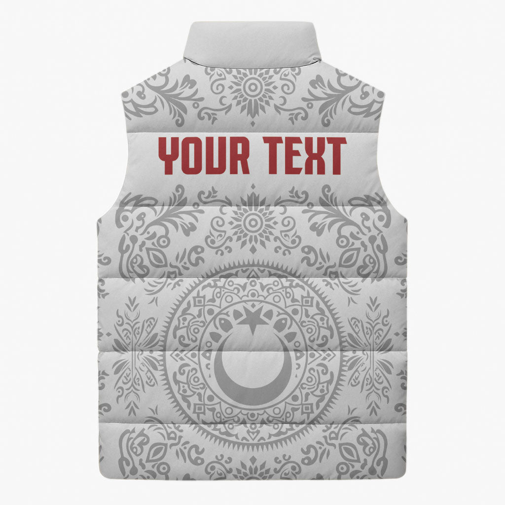 Custom World Football 2026 Turkey Sleeveless Puffer Jacket Crescent Stars Ottoman Baroque White Version