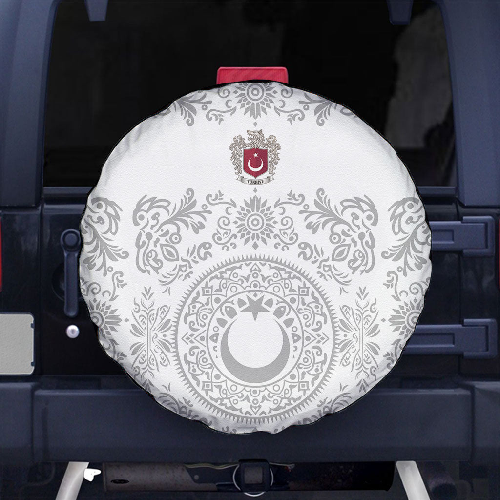 World Football 2026 Turkey Spare Tire Cover Crescent Stars Ottoman Baroque White Version