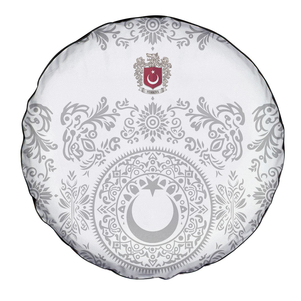 World Football 2026 Turkey Spare Tire Cover Crescent Stars Ottoman Baroque White Version