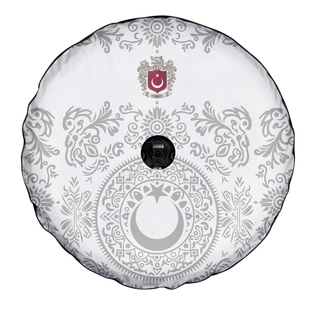 World Football 2026 Turkey Spare Tire Cover Crescent Stars Ottoman Baroque White Version