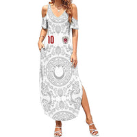 Custom World Football 2026 Turkey Summer Maxi Dress Crescent Stars Ottoman Baroque White Version