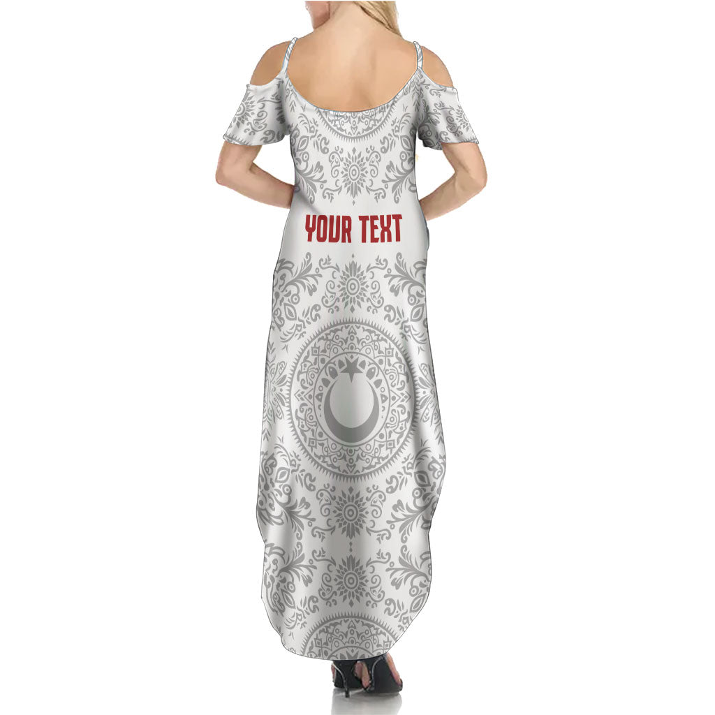 Custom World Football 2026 Turkey Summer Maxi Dress Crescent Stars Ottoman Baroque White Version