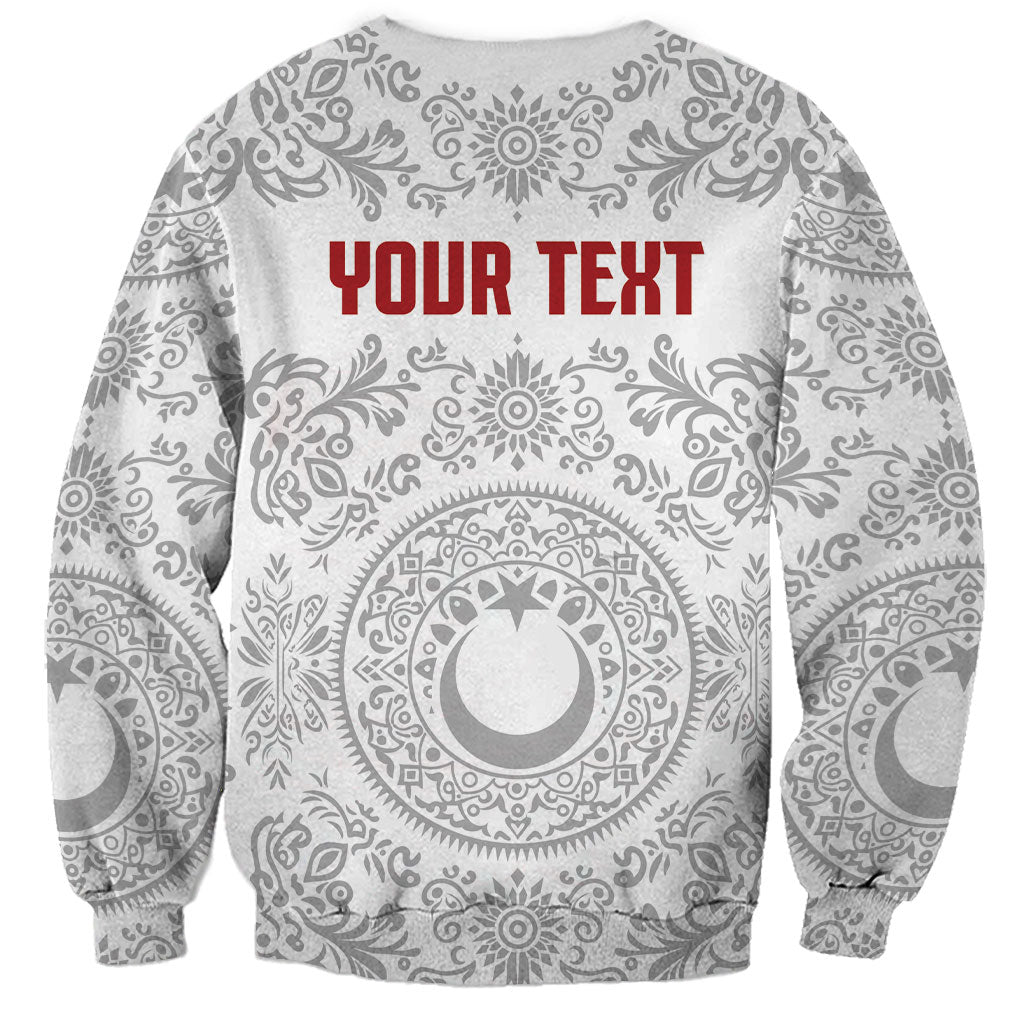 Custom World Football 2026 Turkey Sweatshirt Crescent Stars Ottoman Baroque White Version