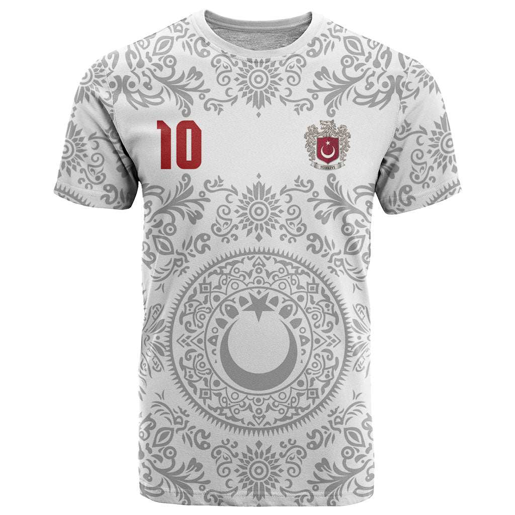 Custom World Football 2026 Turkey T Shirt Crescent Stars Ottoman Baroque White Version