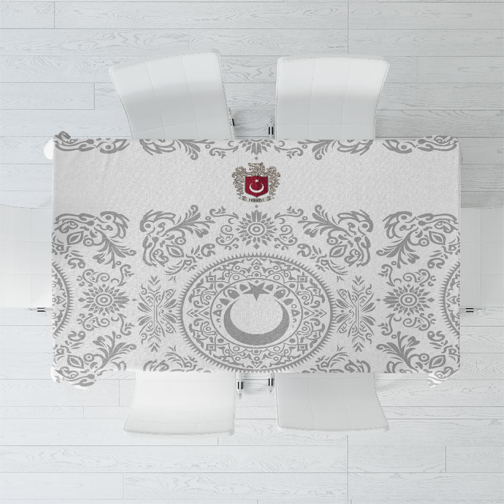 World Football 2026 Turkey Tablecloth Crescent Stars Ottoman Baroque White Version