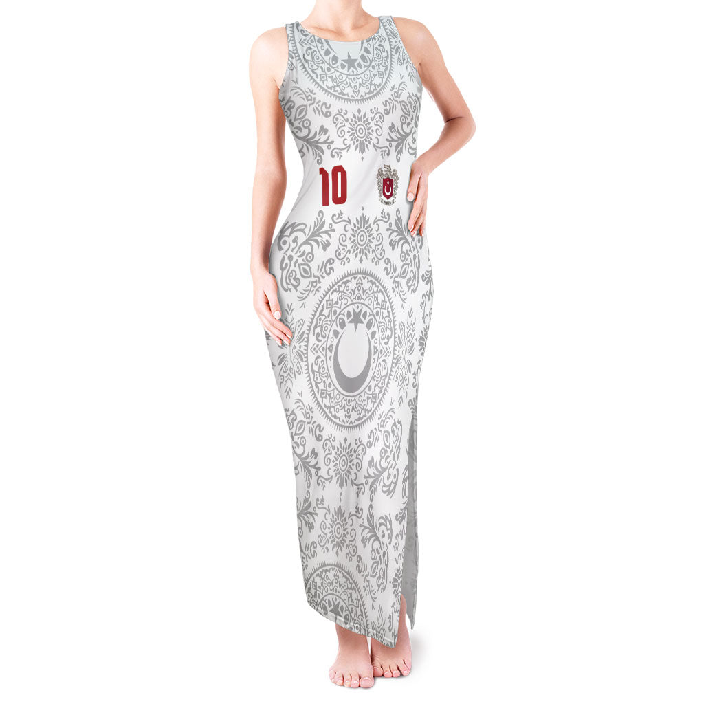 Custom World Football 2026 Turkey Tank Maxi Dress Crescent Stars Ottoman Baroque White Version