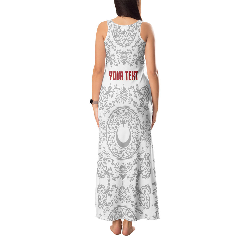 Custom World Football 2026 Turkey Tank Maxi Dress Crescent Stars Ottoman Baroque White Version