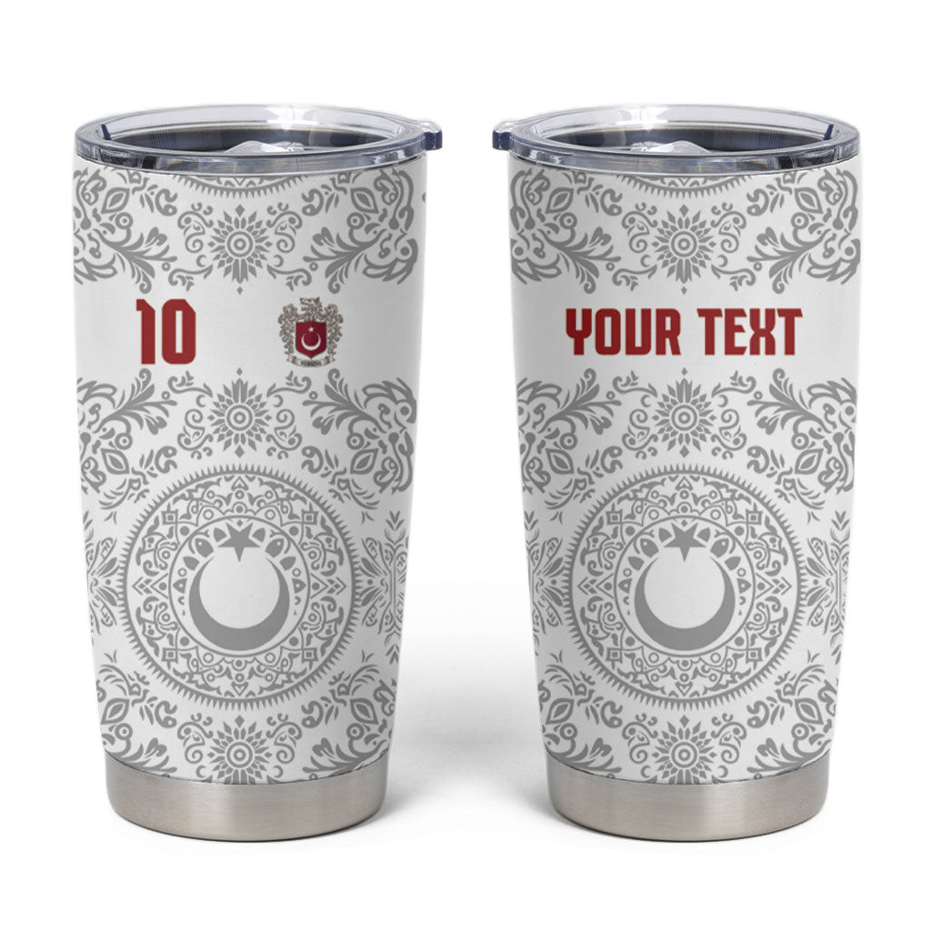 Custom World Football 2026 Turkey Tumbler Cup Crescent Stars Ottoman Baroque White Version