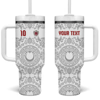 Custom World Football 2026 Turkey Tumbler With Handle Crescent Stars Ottoman Baroque White Version