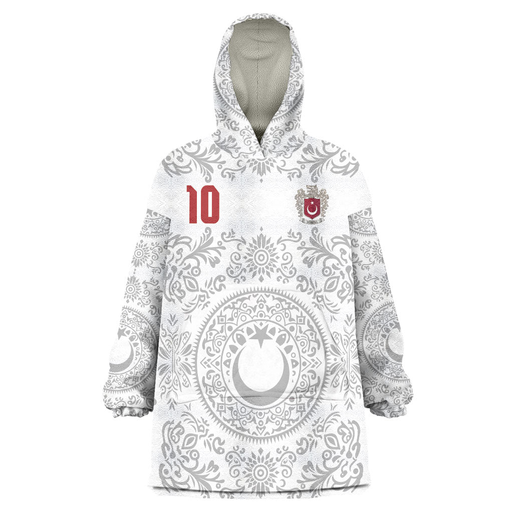 Custom World Football 2026 Turkey Wearable Blanket Hoodie Crescent Stars Ottoman Baroque White Version