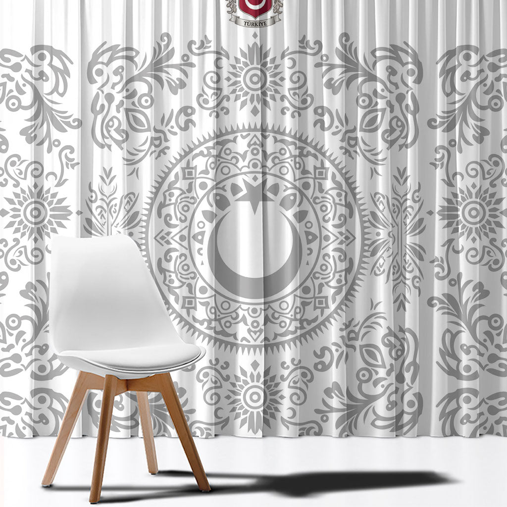 World Football 2026 Turkey Window Curtain Crescent Stars Ottoman Baroque White Version