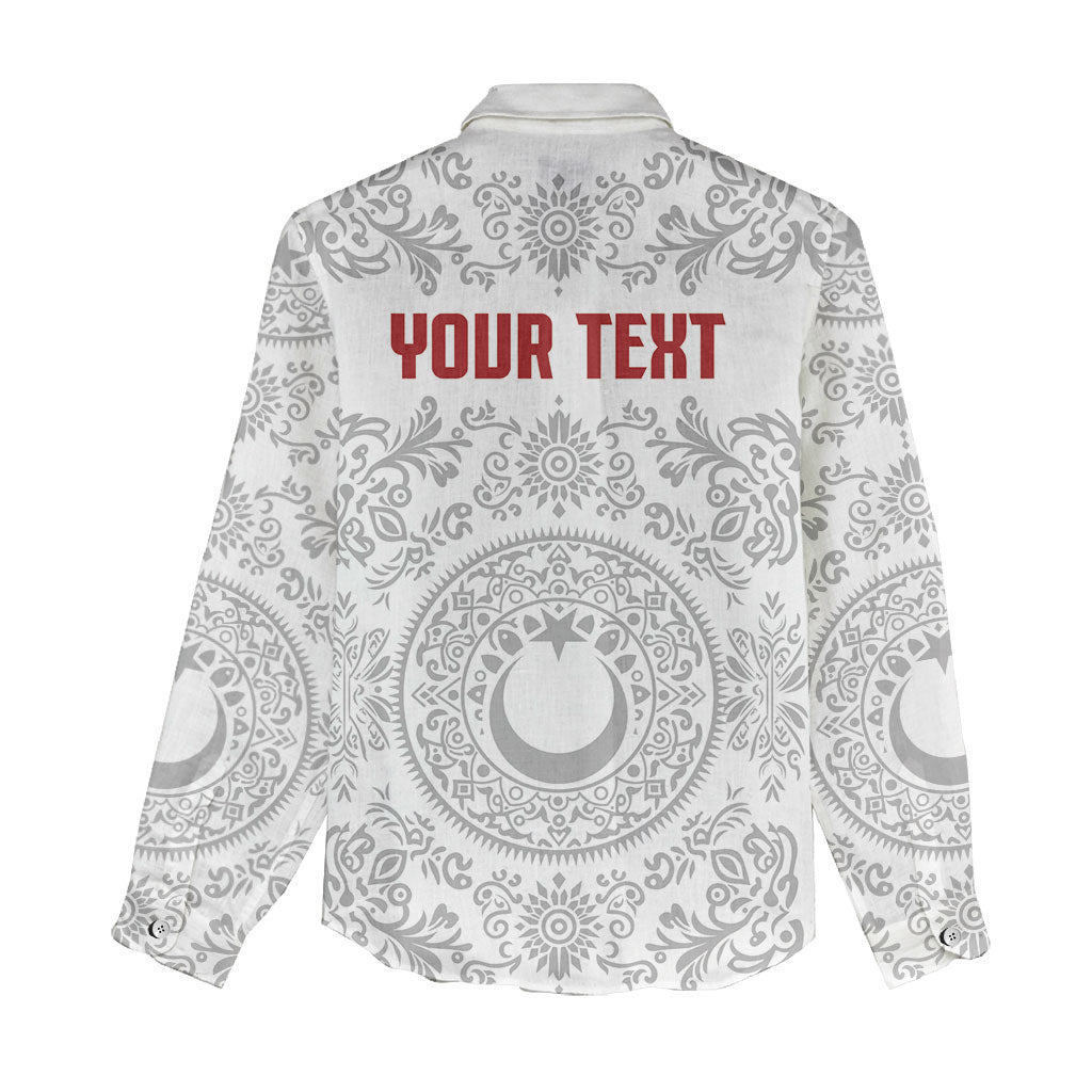 Custom World Football 2026 Turkey Women Casual Shirt Crescent Stars Ottoman Baroque White Version