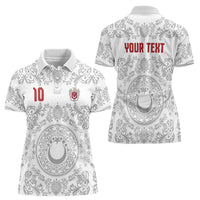 Custom World Football 2026 Turkey Women Polo Shirt Crescent Stars Ottoman Baroque White Version