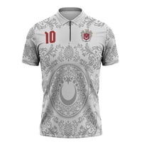 Custom World Football 2026 Turkey Zipper Polo Shirt Crescent Stars Ottoman Baroque White Version