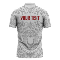 Custom World Football 2026 Turkey Zipper Polo Shirt Crescent Stars Ottoman Baroque White Version